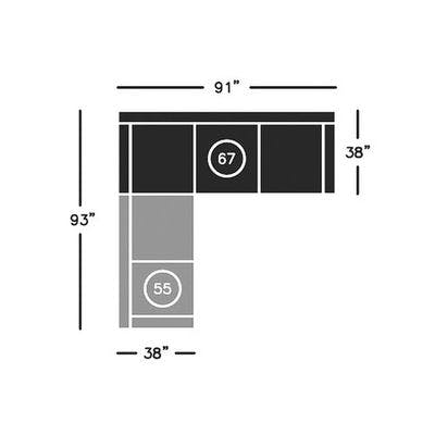 Layout D:  Two Piece Sectional (93" x 91")