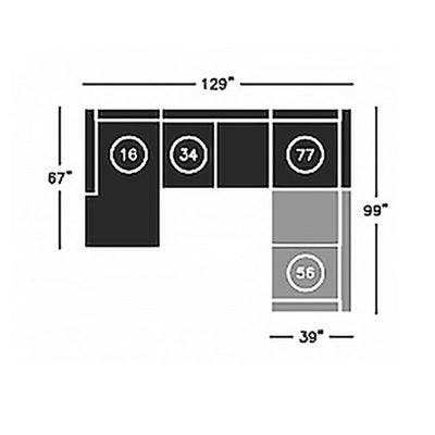 Layout B:  Four Piece Sectional -129" x 99"