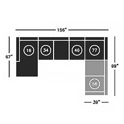 Layout F:  Five Piece Sectional - 156" x 99"