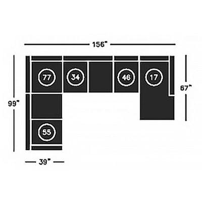 Layout G:  Five Piece Sectional - 99" x 156" 