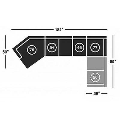 Layout H:  Five Piece Sectional -  181" x 99"