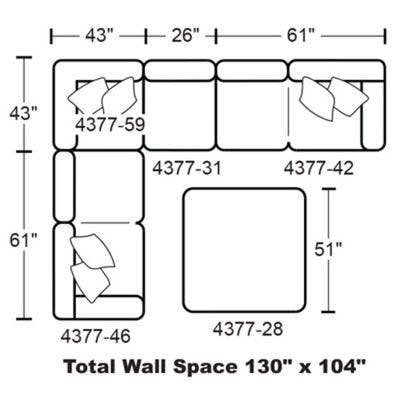 Layout C (Ottoman Not Included):  104" x 130"