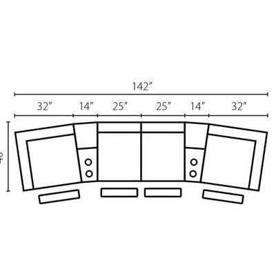 Layout B:  Six Piece Reclining Sectional (4 Recliners) 40" x 142"