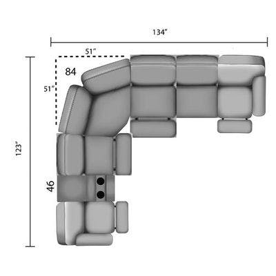 Layout B: Seven Piece Sectional 123" x 134"