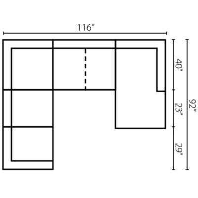 Layout D:  Three Piece Sectional 92" x 116" x 63"