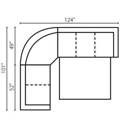 Layout A: Three Piece Sleeper Sectional 124" x 101"