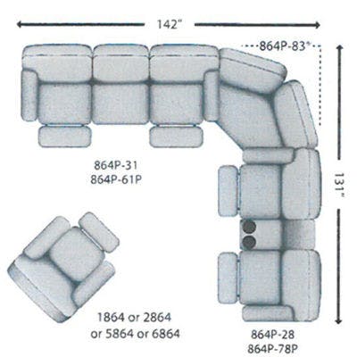 Three Piece Reclining Sectional (Recliner Not Included)
