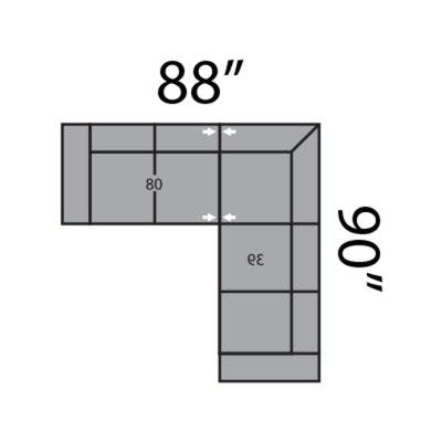 Layout F: Two Piece Sectional 88" x 90"