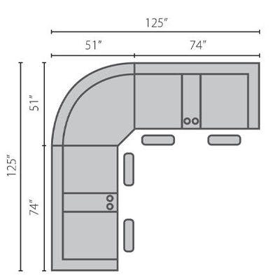Layout C:  Three Piece Reclining Sectional - 125" x 125"