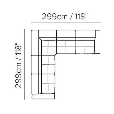 Layout E: Three Piece Sectional - 118" x 118"