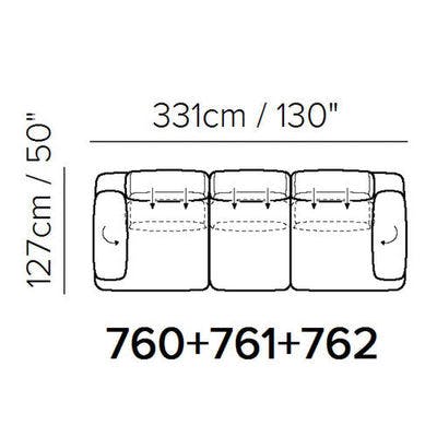 Layout A: Three Piece Sectional - 50" x 130"