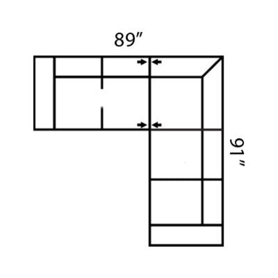 Layout D:  Two Piece Sectional 89" x 91"