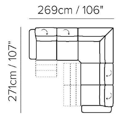 Layout F: Four Piece Reclining Sectional 106" x 107"