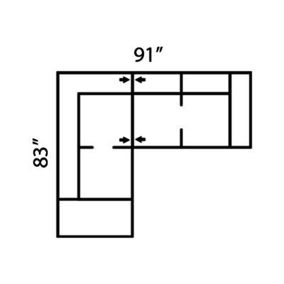 Layout E:  Two Piece Sectional 83" x 91"