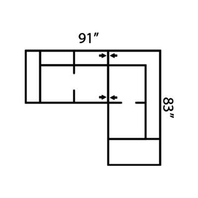 Layout F: Two Piece Sectional 91" x 83"