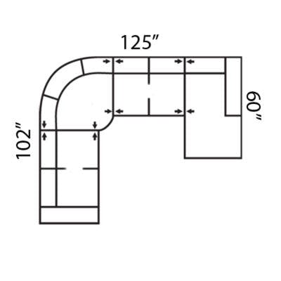 Layout H:  Four Piece Sectional 102" x 125" x 60"