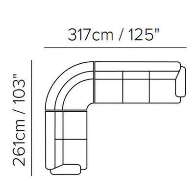Layout D: Three Piece Sectional.103" x 125"