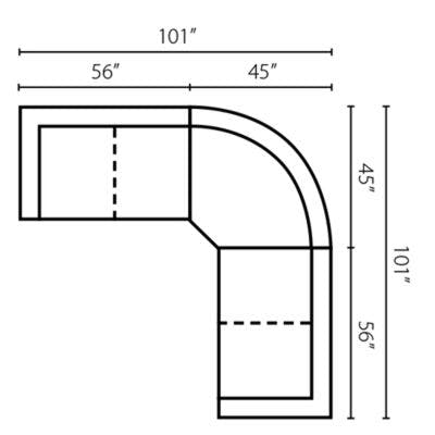 Layout G: Three Piece Sectional 101" x 101"