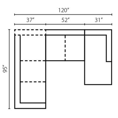 Layout C: Three Piece Sectional 95" x 120" x 66"