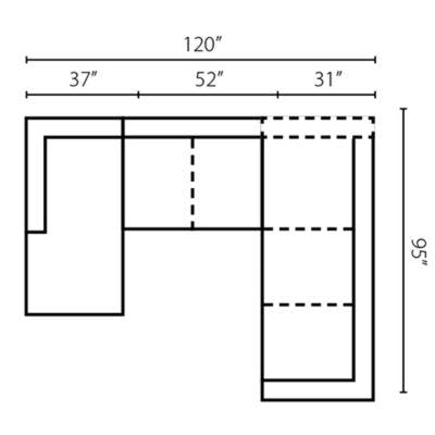 Layout D:  Three Piece Sectional 66" x 120" x 95"