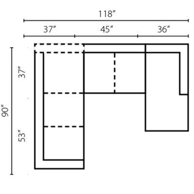 Layout A Three Piece Sectional 90" x 118" x 65"