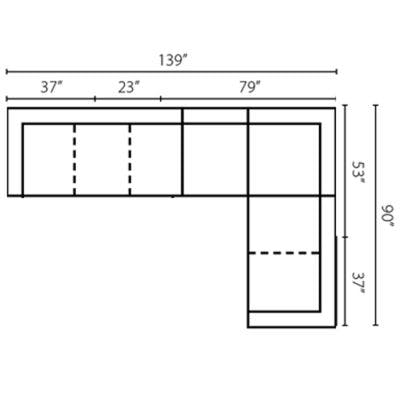 Layout H:  Four Piece Sectional 139" x 90"