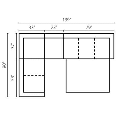 Layout A: Four Piece Sleeper Sectional 90" x 139"