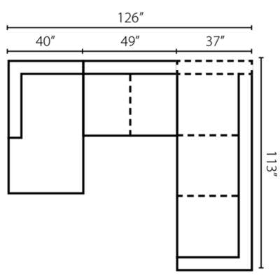 Layout D:  Three Piece Sectional 65" x 126" x 113"