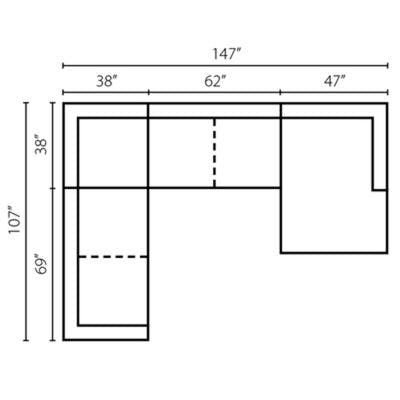 Layout A: Four Piece Sectional 107" x 147"