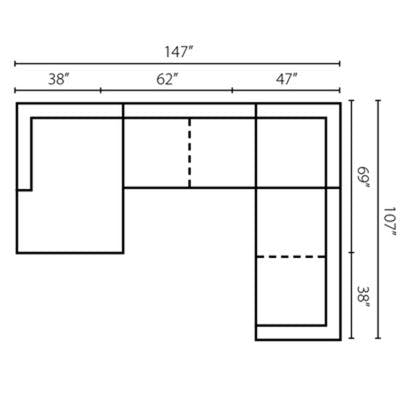 Layout B: Four Piece Sectional 147" x 107"