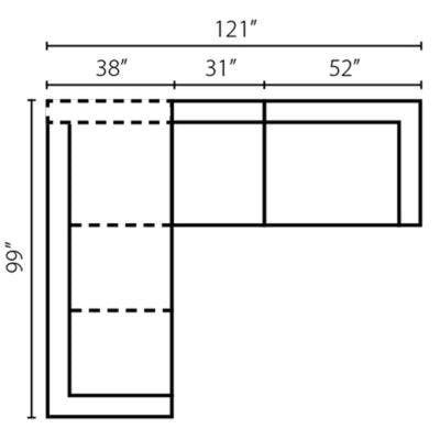 Layout E: Three Piece Sectional 99" x 121"