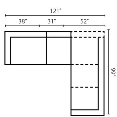 Layout F:  Three Piece Sectional 99" x 121"