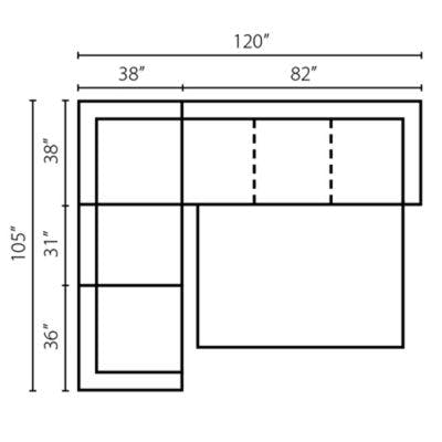 Layout A: Four Piece Sleeper Sectional 105" x 120"