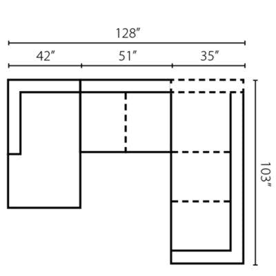 Layout B:  Three Piece Sectional 64" x 128" x 103"