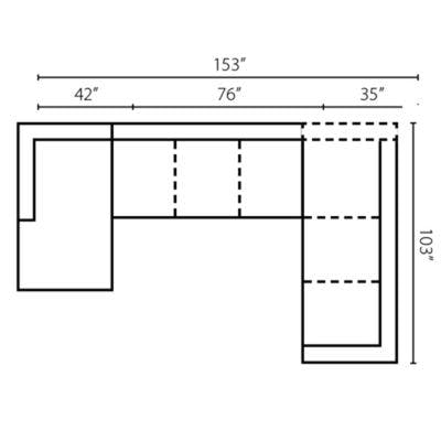 Layout D: Three Piece Sectional 64" x 153" x 103"
