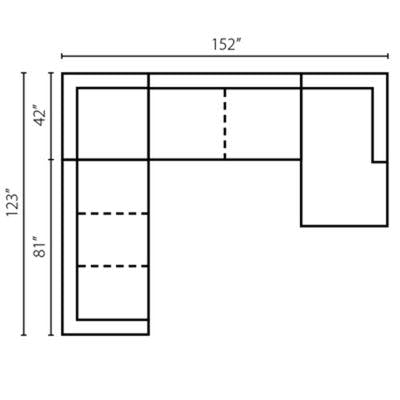 Layout E:  Four Piece Sectional 123" x 152" x 63"