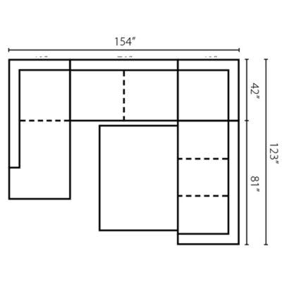 Layout C: Four Piece Sleeper Sectional  66" x 154" x 123"