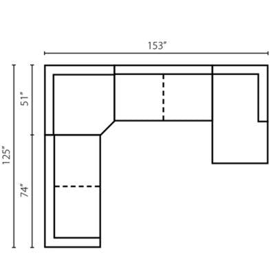 Layout A:  Four Piece Sectional 125" x 153" x 69" 