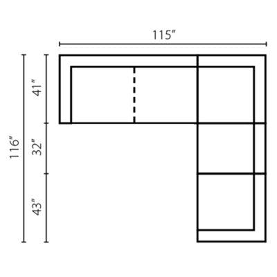 Layout E: Three Piece Sectional 115" x 114"
