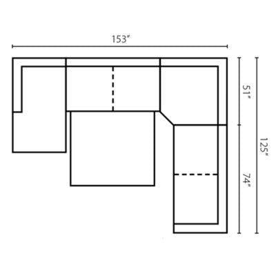 Layout A:  Four Piece Sleeper Sectional 153" x 125: