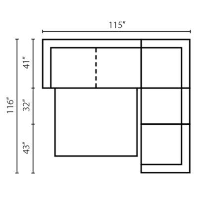 Layout D: Three Piece Sleeper Sectional 115" x 116"