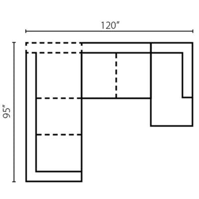 Layout A: Three Piece Sectional 95" x 120" x 59"