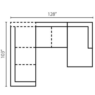 Layout A:  Three Piece Sectional 103" x 128" x 64"