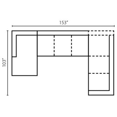 Layout D:  Three Piece Sectional 64" x 153" x 103"