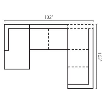Layout E:  Three Piece Sectional 103" x 132" x 66"