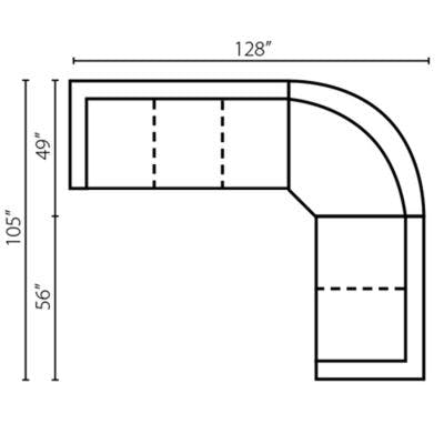 Layout F:  Three Piece Sectional 128" x 105"