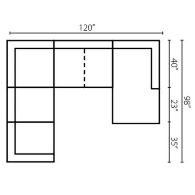 Layout D:  Three Piece Sectional 98" x 120" x 63"