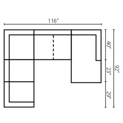 Layout D: Three Piece Sectional 92" x 116" x 63"