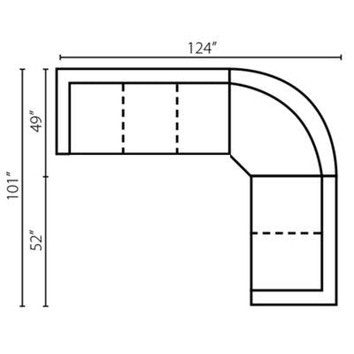 Layout E:  Three Piece Sectional 124" x 101"