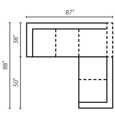 Layout B:  Two Piece Sectional 87" x 88"